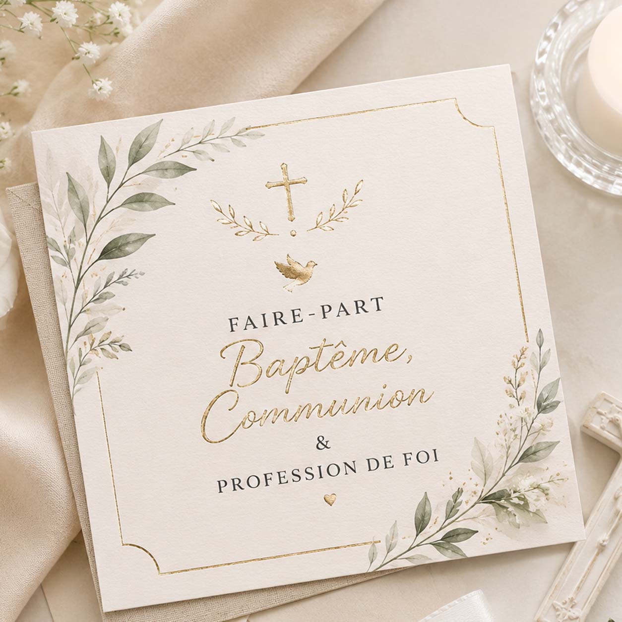 Faire-part de baptême, communion, profession de foi et confirmation personnalisés